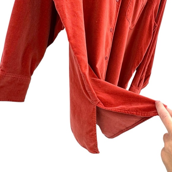 Vintage Liz Claiborne Velour Button Down Shirt Rust Orange Loose Fit Plus Sz 20 - Picture 6 of 11